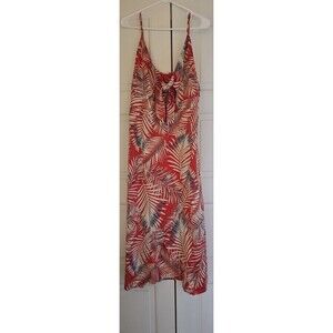 CUPSHIE Dress Red Leaf Print With Knot Tie In Front Women's Size L
